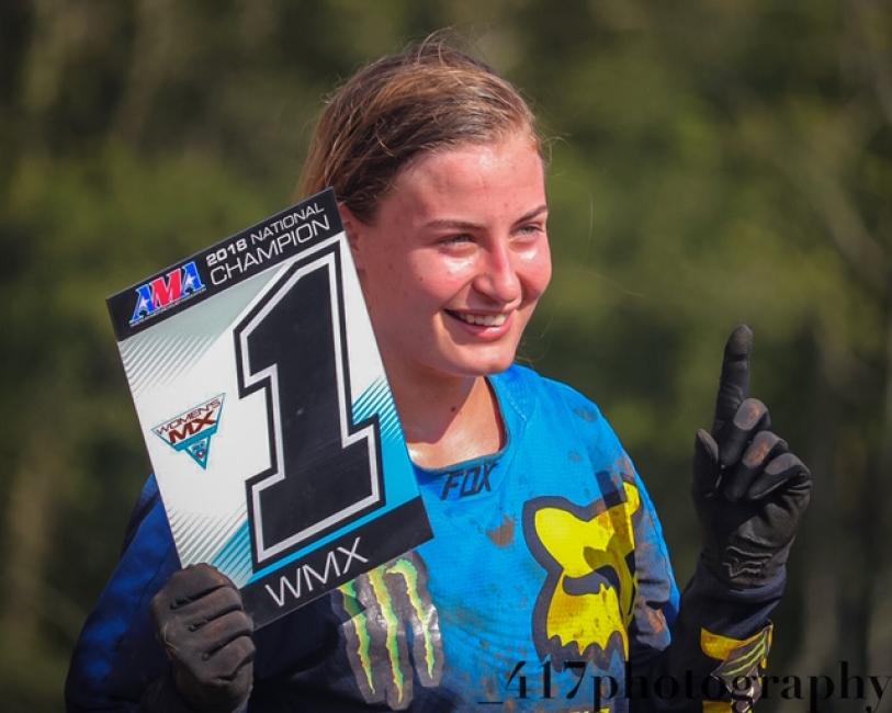 Jordan Jarvis all smiles after earning her first WMX Championship Title.