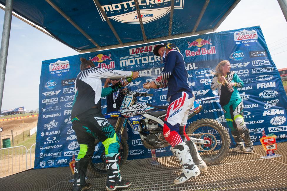 The WMX top three got the chance to have a champagne celebration!